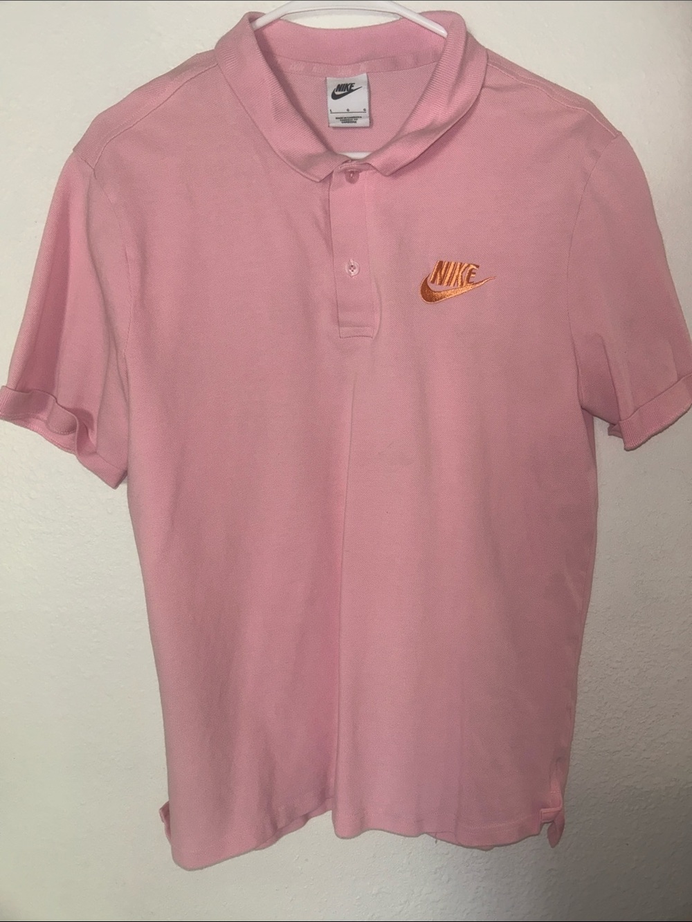 Nike Pink Polo with Orange Embroidered Swoosh